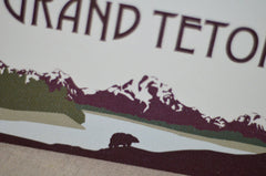 Teton Wedding Table Number with Mountain and Bear (Purple and Green) // Wedding Reception // BP1