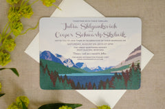 Glacier Valley Montana Wedding Invitation and RSVP // Montana landscape event invitations with Envelope // RSVP with Envelope
