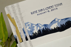 Leavenworth Winter Mountains, Craftsman, Wedding Livret 2pg Booklet Invitation with Envelope // Mountain Landscape