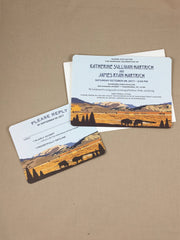 Yellowstone Wyoming Lamar Valley with Buffalo 5x7 Wedding Invitation with RSVP Postcard includes A7 Envelopes