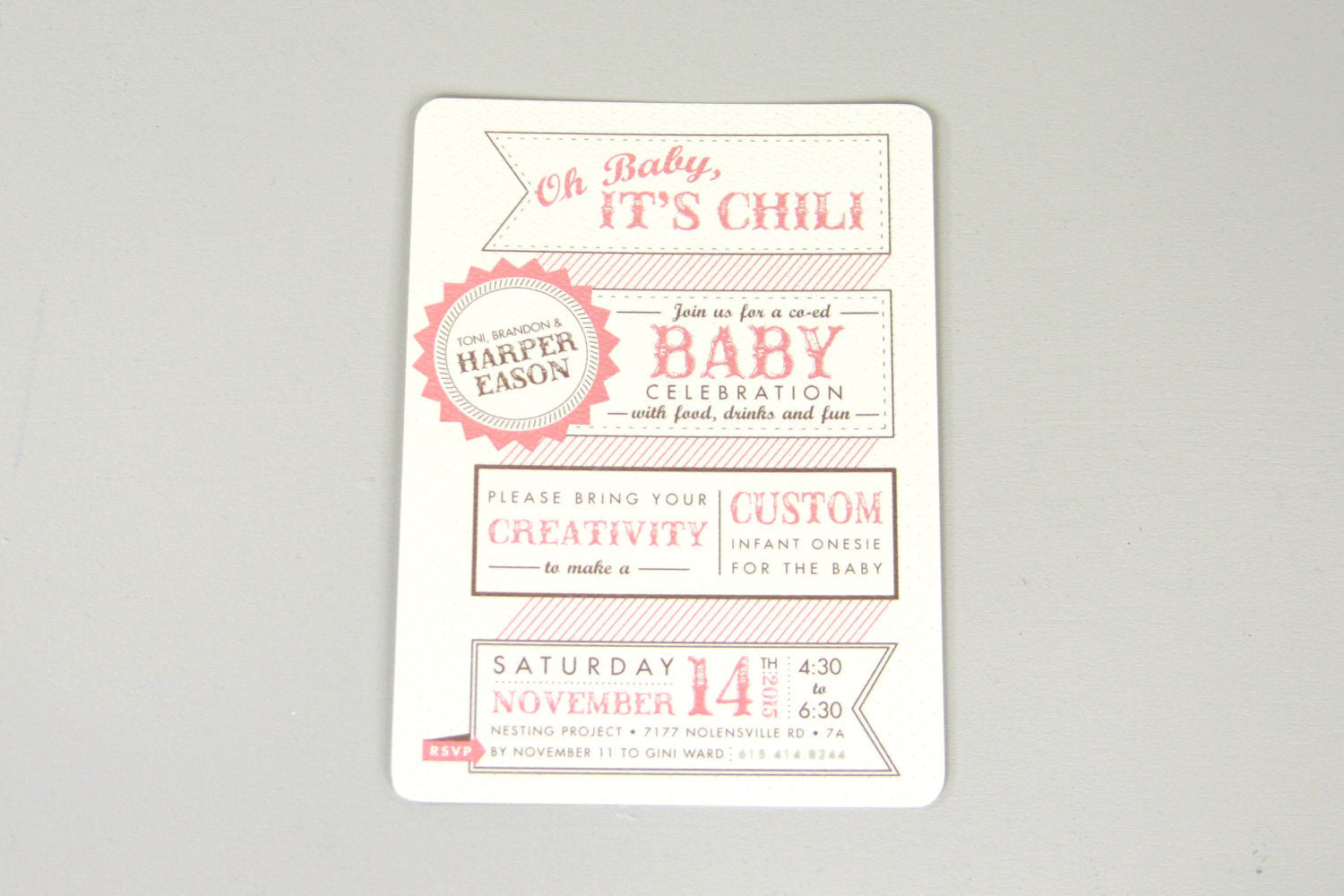 Oh Baby, it&#39;s chili Baby Shower Invitation with blank envelope // Retro Girl Baby Shower Invitation //DIY // Printable // Template