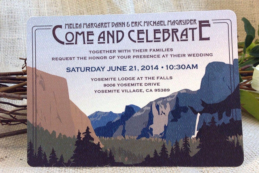 Yosemite Tunnel View Craftsman 5x7 Wedding Invitation with Envelope