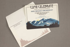 Alaska Denali Mountain Wedding 5x7 Invitation with Envelope // Come Celebrate Mountain Wedding Invite