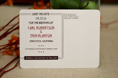 Redwood Forest with Barn Wedding Save the Date Postcard // Sequoia Forest Craftsman Landscape Save the Date
