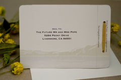 3pg Lake Tahoe Landscape with Wooded Forest Livret Wedding Invitation Booklet Style with RSVP Postcard