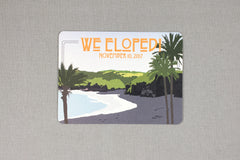 Hawaiian Beach with Palm Trees Wedding Elopement Announcement Postcard