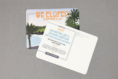 Hawaiian Beach with Palm Trees Wedding Elopement Announcement Postcard