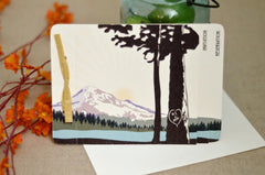 Mt. Hood Oregon Mountain Landscape // 3pg Unique Rustic Livret Wedding Invitation Booklet Style with Postcard RSVP