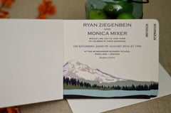 Mt. Hood Oregon Mountain Landscape // 3pg Unique Rustic Livret Wedding Invitation Booklet Style with Postcard RSVP