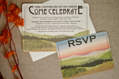 Oregon Vineyard at Sunset // 5x7 Wedding Invitation with Envelope and RSVP Reply Postcard // BP1