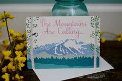 Pikes Peak Colorado Mountains Wedding Invitation 5x7 with Envelope // Pink and Blue Landscape
