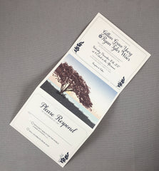 Garden Club Trifold Wedding  Invitation with Cypress Tree and Tandem Bicycle on Tampa Bay // Winter Wedding Trifold Invitation