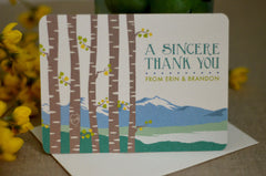 Longs Peak Colorado Mountain with Birch Trees | A2 Thank You Notecard with Envelope
