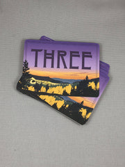 Grand Mesa Colorado at Sunset with Purple and Gold 2-sided Table Number - JA1