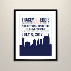 Rustic Hatch Nashville Skyline 11x14 Wedding Day Signage Travel-Wedding Poster personalized with Names and date (frame not included)