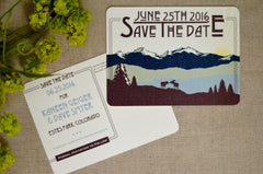 Rocky Mountain Brown and Blue Moose Landscape with Sunset Save the Date Wedding Postcard