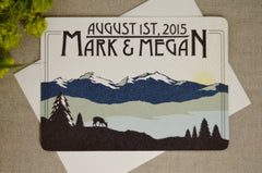 Rocky Mountain Green and Navy Blue Landscape  5x7 Wedding Reception Invitation with Envelope - BP1