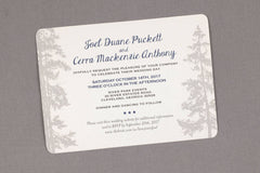 Navy and Gold Fall Appalachian Mountains 5x7 Wedding Invitation with Envelope