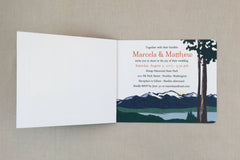 Evergreen Rocky Mountains Navy 2pg Booklet Invitation with Online RSVP - TE1