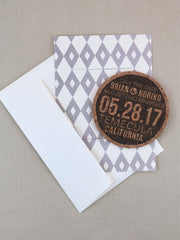 Getting Married Gray Diamond Pattern Cork Coaster Save the Dates with A7 Envelopes