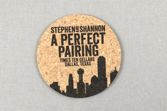 Dallas Skyline A Perfect Pairing Rehearsal Dinner Cork Coaster Invitations // Black and Gold