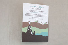 Colorado Rocky Teal and Brown Mountains Greeting Card Wedding Invitations (A7 Broad fold) Mountain Wedding Invite - TE1