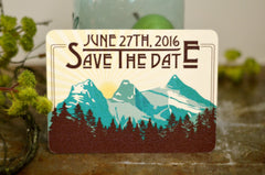 Three Sisters Mountains Save The Date Postcard // Blue Sunset Mountain Landscape