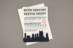 Vintage Music Concert Poster with Nashville Skyline 5x7 Wedding Invitation // Hatch Wedding Invitation // Jewel Tone Wedding Invite