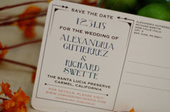 Sequoia Forest Craftsman Landscape Wedding Save the Date Postcard // Redwood Forest Scenery