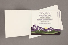 Leavenworth Purple Mountains with Birch Trees 3pg Livret Wedding Invitation // Washington Mountains