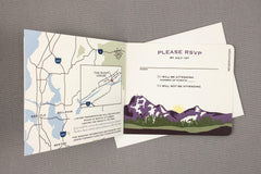 Leavenworth Purple Mountains with Birch Trees 3pg Livret Wedding Invitation // Washington Mountains