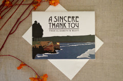 Santa Cruz Coastline with Pier Landscape // A2 Folded Wedding Thank You with Envelope