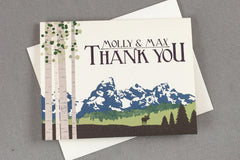 Grand Tetons with Birch Trees Summer A2 Folded Thank You Notecard