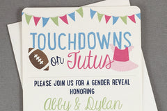 Touchdowns or Tutus Gender Reveal 5x7 Invitation