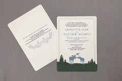 Kissing Moose Rustic Barly and Hops Mountain Wedding 5x7 Invitation
