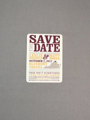 Virginia Hatch Show Inspired Save the Date Postcards