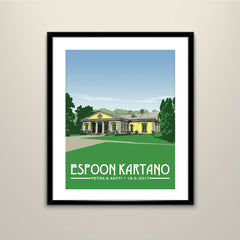 Espoon Kartano Historic Mansion Sweden 11x14 Poster Vintage Wedding Poster personalized with Names and date (frame not included)