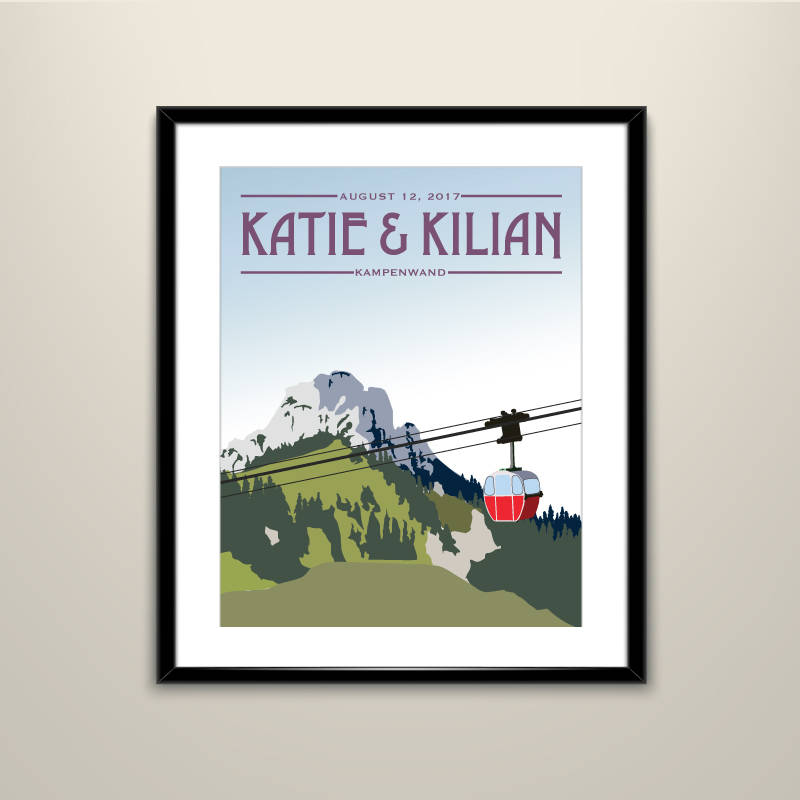 Kampenwand Mountain,  Germany, Gondola, chair lift, 11x14 Poster-Wedding Poster personalized with Names and date (frame not included)
