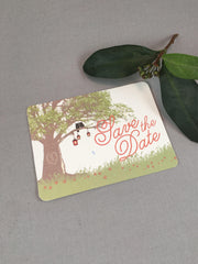 Elegant Oak Tree with Owls Save the Date Postcards