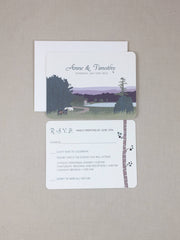Vermont Rolling Hills Family Farm Wedding Invitation with RSVP // 5x7 Invite with A7 Envelopes and RSVP card with A2 Envelopes