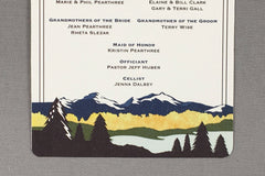 Rocky Mountains with Yellow Aspens 5x10 Wedding Program // Rustic Colorado Mountain Wedding Program - TE1
