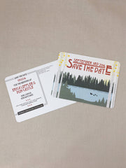 Rustic Mountain Lake Save the Date Postcards with Ducks