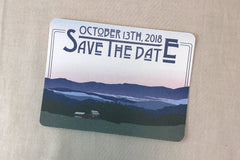 Blue Ridge Mountains Asheville Rustic Lodge at Sunset Save the Date Postcard
