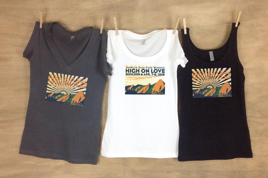 High on Love -Boulder, Colorado Mountain Bachelorette Shirts