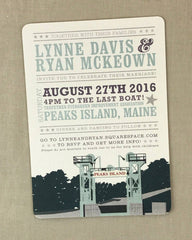 Vintage Peaks Island Portland Maine 5x7 Wedding invitation with A7 Envelopes -  BC1