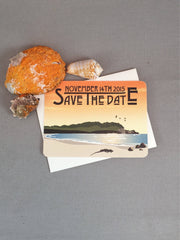 Caribbean Tropical Island Beach at Sunset Save the Date Notecards with A2 Envelopes // Bolongo Bay Virgin Islands - JA1