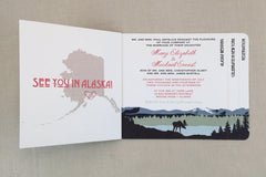 Rustic Denali Alaskan Mountain Wedding 4pg Booklet Wedding Invitation with RSVP Postcard - TE1