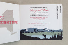 Rustic Denali Alaskan Mountain Wedding 4pg Booklet Wedding Invitation with RSVP Postcard - TE1