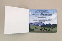 Montana Rocky Mountains Wedding Invitation - Vintage Montana with Elk 3pg Booklet Wedding Invitation with Online RSVP