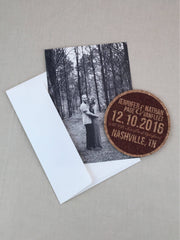 Black and White Engagement Portrait Cork Coaster Save the Date with A7 Envelopes